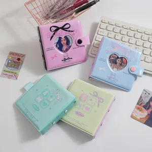 Close-up of A8 mini collect books with heart hollow window in pink blue and green