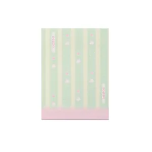 Cute cartoon sticky notes with green stripes and pink rabbit patterns for office use