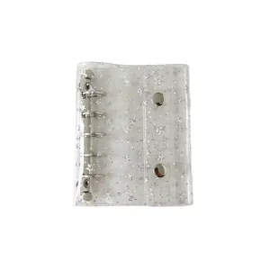 Transparent M5 binder cover with silver star sequins and 3-ring metal binder mechanism