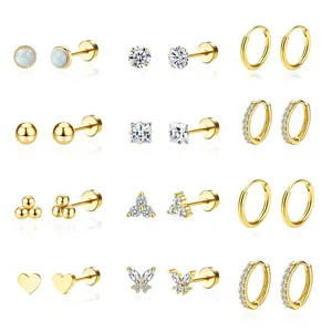 Copper Gold Silver Plated Earring Collection For Women Zirconia Pearl Heart Butterfly Hoop Stud Earrings Jewelry Gift