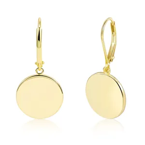 Orecchini Pendenti Minimalisti in Ottone a Disco Con Perno in Argento Sterling 925 Oro Argento Placcato Gioielli Donna
