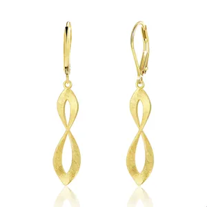 Elegant Brass Real Gold Plated Teardrop Twisted Infinity Dangle Earrings For Women Luxury Zirconia Cross Drop Earrings Jewelry