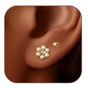 14K Vergoldete Messing Blumen Quasten Ohrringe Für Damen Französischer Leichter Luxus Zirkonia Schmetterling Künstliche Perlen Ohrhänger