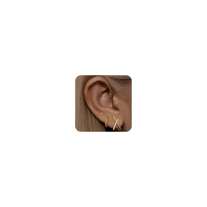 Elegant gold earrings set featuring simple studs and crystal-studded crisscross design