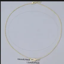 Collar de clip dorado con anillos dobles entrelazados y circonitas para mujer