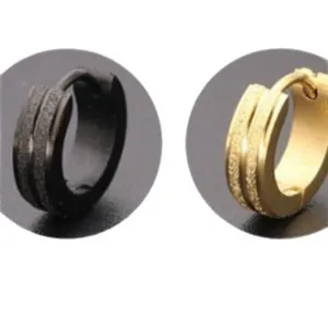 Punk Stil Creolen in Schwarz und Gold mit matter Oberfläche für Damen und Herren