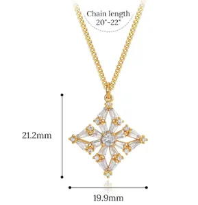 Détail du pendentif étoile 21,2mm x 19,9mm avec chaîne plaquée or de 20-22 pouces