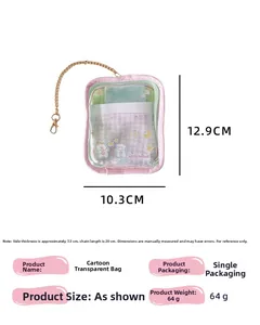 Especificaciones de tamaño para la bolsa transparente de almacenamiento de muñecas de 12,9x10,3cm