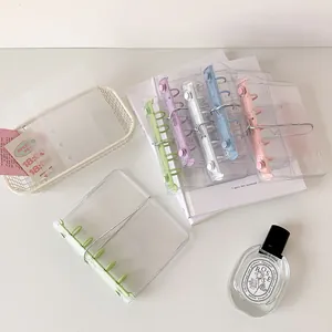 Pastel PVC loose-leaf storage binder with elastic strap for photos or nail art displays