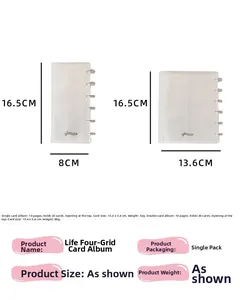 Detailed view of clear loose-leaf binder dimensions for four-frame photo storage