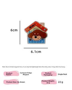 Détail clip aimanté pour frigo chien avec dimensions 6x6.1cm et poids de 22g inclus