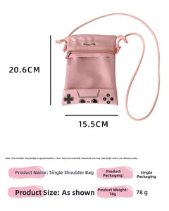 Sac ita rose translucide avec détails gamepad et infos de taille bandoulière 115cm