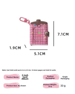 Detailed size specifications for 2-inch mini photo album with 32 pockets capacity
