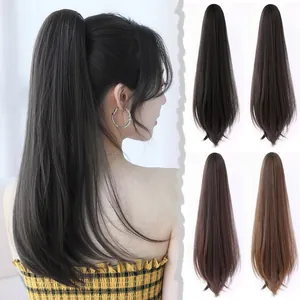 Long Straight Claw Clip Ponytail Extension High Temperature Synthetic Fiber Hairpiece For Women Daily Party Use