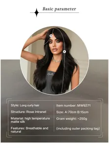 Detailed specifications of 26-inch wavy black wig with rose net and 70cm length