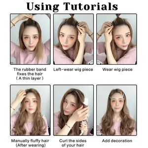 Step-by-step tutorial for wearing 22-inch long wavy light brown hair extensions set