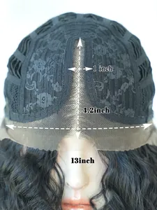 Detailed 13x4x1 inch T-part HD lace front wig cap construction showing parting dimensions