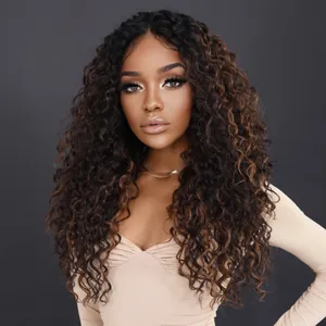 Long Afro Kinky Curly Lace Front Wig Synthetic High Temperature Fiber Heat Resistant Breathable Natural Hairline For Women