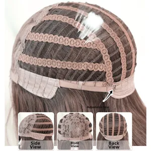 Vue détaillée du bonnet de perruque réglable avec dentelle respirante et sangles