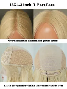 Detail of 13x4.2 T-part lace blonde wig showing natural parting and breathable inner cap