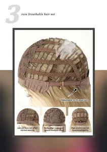 Détail de la structure en filet rose respirant avec sangles réglables pour perruques
