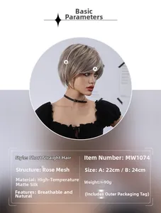 Detail showing breathable rose inner mesh and heat-resistant fiber of the blonde short wig