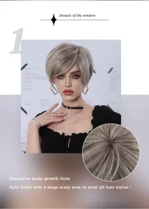 Close-up of realistic scalp simulation and natural hair parting on short wig