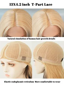 Detail of 13x4.2 inch T-part lace front wig showing breathable net and realistic hairline