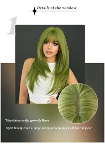 Close-up of realistic scalp and part design on long green St. Patrick's Day wig