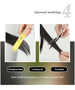 Detail showing straightenable heat-resistant long green wig fiber at 150°C temperature