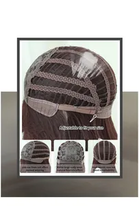 Detail of adjustable high-elastic rose net and breathable scalp design for brown wig