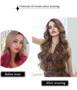 Detailed comparison of mocha brown wavy lace wig before and after adding length and volume