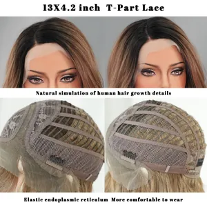 Detail of 13x4.2 inch T-Part lace construction and breathable elastic wig cap structure
