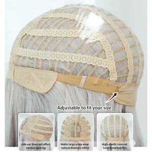 Gorro de peluca ajustable con malla de rosa transpirable y detalle de cuero cabelludo