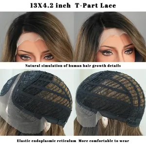 Detail of 13X4.2 T-part lace wig showing natural hairline and elastic inner cap mesh