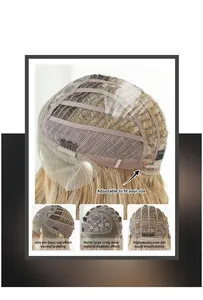 Detailed internal structure of mocha brown lace wig showing adjustable straps and rose net