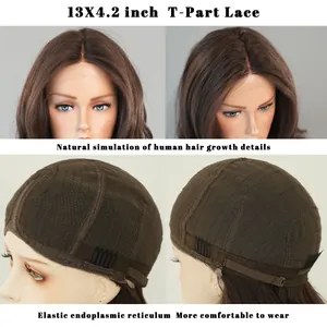 Detail of 13x4.2 inch T-part lace wig cap structure with natural hairline and adjustable straps