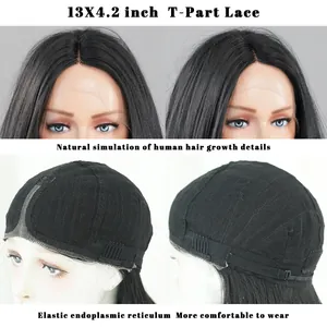 Detail of 13x4.2 inch T-part lace wig cap with elastic inner net and adjustment straps