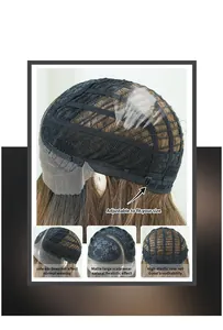 Detailed interior view of breathable rose net wig cap with adjustable straps and ear tabs