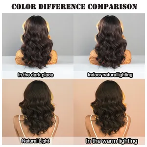 Lace curly wig visual texture and color comparison under different lighting conditions