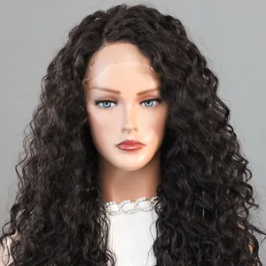 Dettaglio parrucca lace front nera da 26 pollici con ricci naturali a onde d'acqua