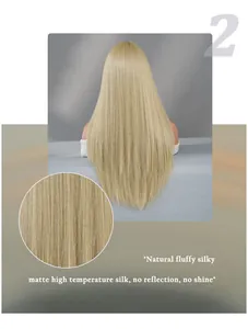Détail macro de la texture en soie mate haute température sur perruque blonde cendrée