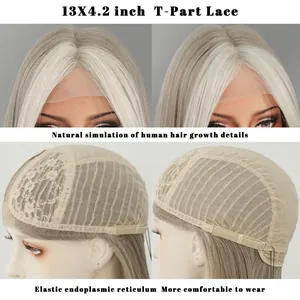 Detail view of T-part lace front wig showing realistic scalp seam and breathable net