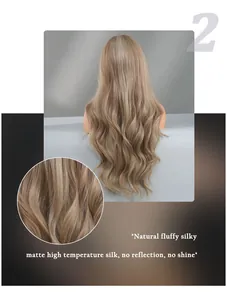 Detailed macro view of matte heat-resistant synthetic long wavy hair texture