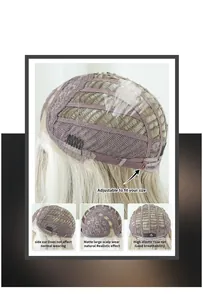 Detail view of T-part lace wig cap with high-elastic rose net and adjustable straps