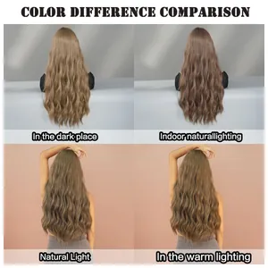 Comparison of long wavy synthetic hair color under different lighting environments