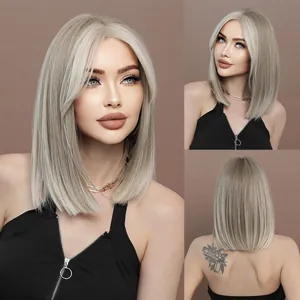 Short Straight Bob Lace Front Wig High Temperature Synthetic Fiber Heat Resistant Natural Hairline For Women Fashion Hair Styling