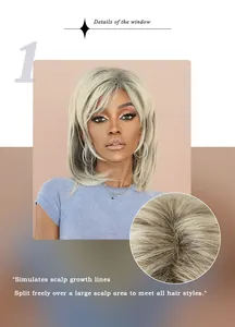 Macro view of simulated scalp and breathable free-parting design on blonde bob wig