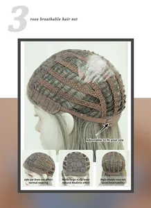 Breathable rose inner mesh for wigs featuring adjustable straps and matte scalp texture