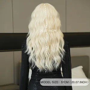 Parrucca cosplay biondo platino ondulata da 51 cm con riccioli naturali e morbidi